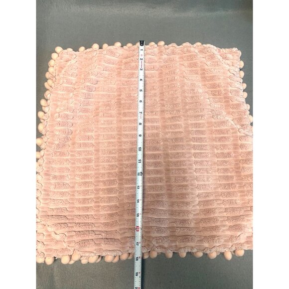 Pink Pom Pom Chenille Textured Pillow Cover 18"x18" Soft & Cozy set of 2 - Picture 10 of 12